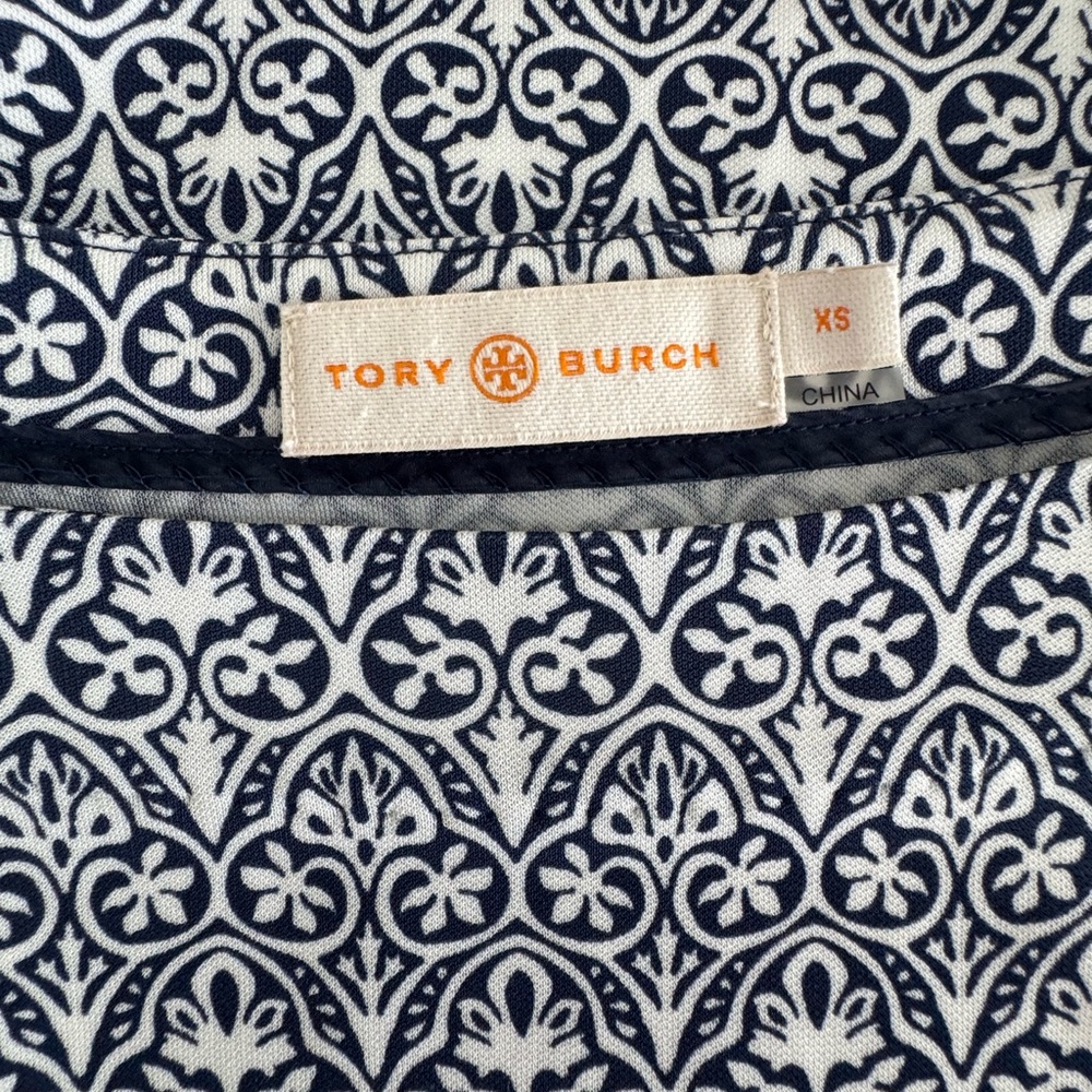 Tory Burch Navy and White Patterned Dress